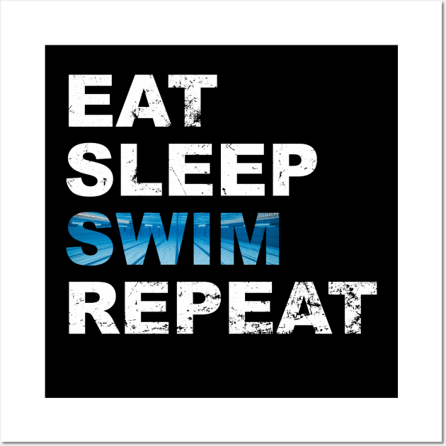 Cool Eat Sleep Swim Repeat for swimmers Wall Art by Soul Searchlight